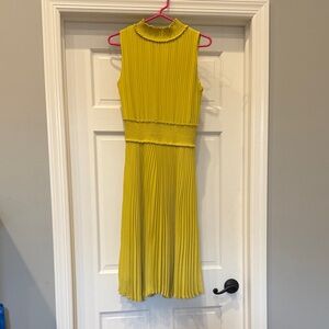 Nanette Lepore Mustard Pleated Midi Dress